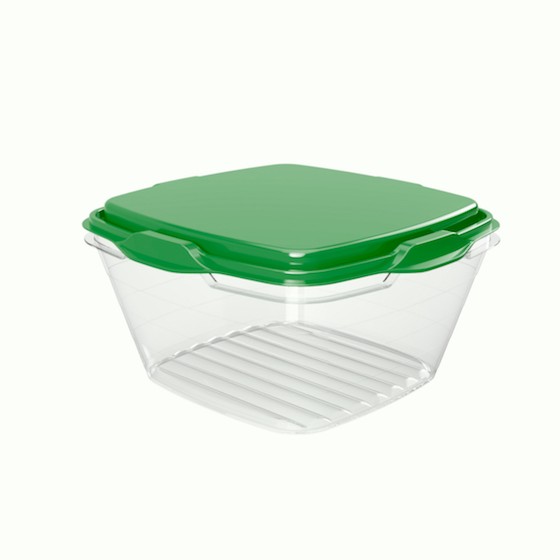 Food container 500ml,  12.4 x 12.4 x 6.7 cm (BPA FREE Polypropyle) Green lid